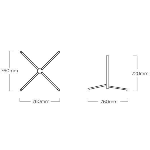 Konstrukce stolu KETTLER TUBE 70 x 70 cm, stříbrná