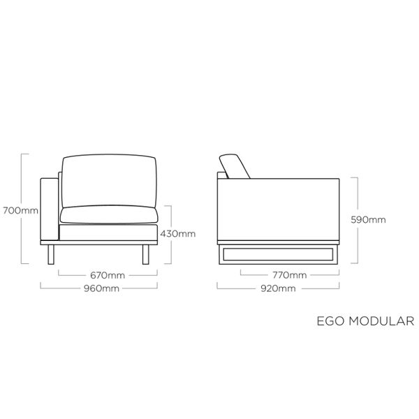 KETTLER EGO modular antracit, díl krajní levý