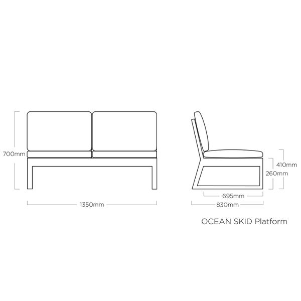 KETTLER OCEAN SKID Platform modular brisa, 2-místná pohovka