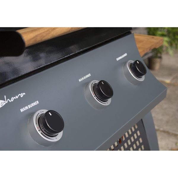 SAHARA 3 Burner Oak BBQ Smokey Teal